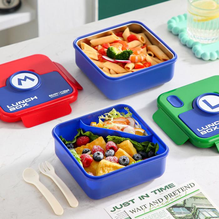 童趣塑料/304不銹鋼飯盒飯盒(配叉+勺)